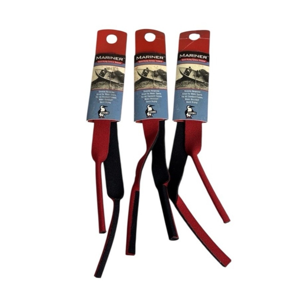Chums Mariner Eyewear Retainers Neoprene Pack of 3 Red Black‎ 0808 New USA